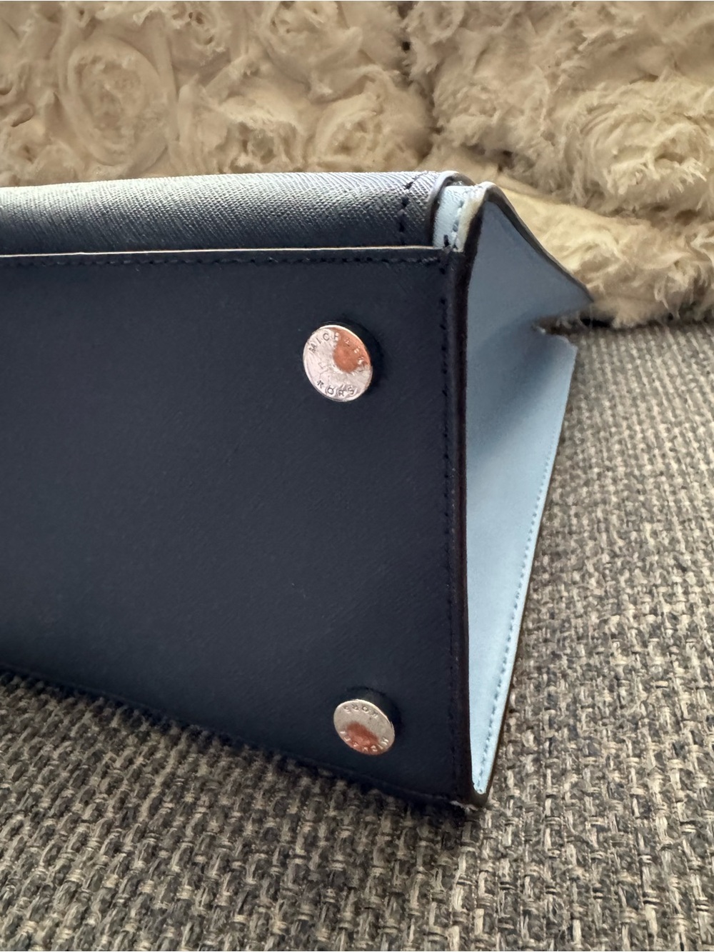 Michael Kors Saffiano Navy, Periwinkle, Light Blue Color block Satchel & wallet - Picture 12 of 14